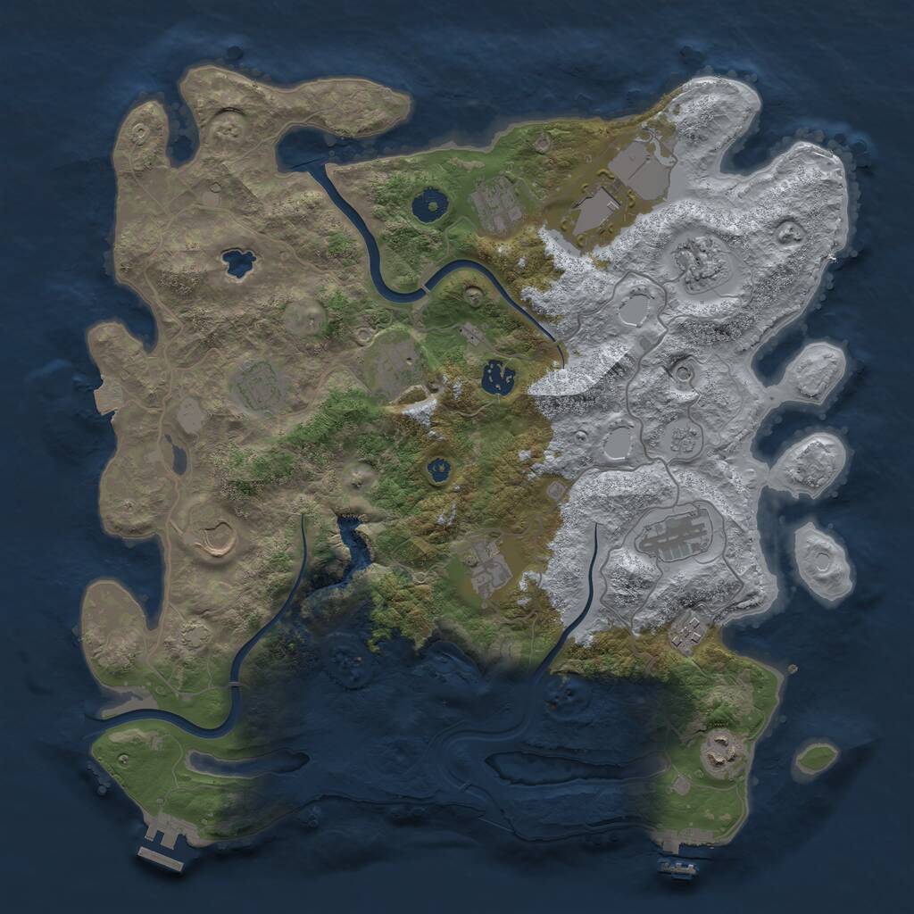 Rust Map: Procedural Map, Size: 4000, Seed: 47650, 17 Monuments