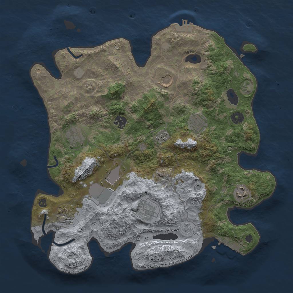 Rust Map: Procedural Map, Size: 3500, Seed: 5345, 16 Monuments
