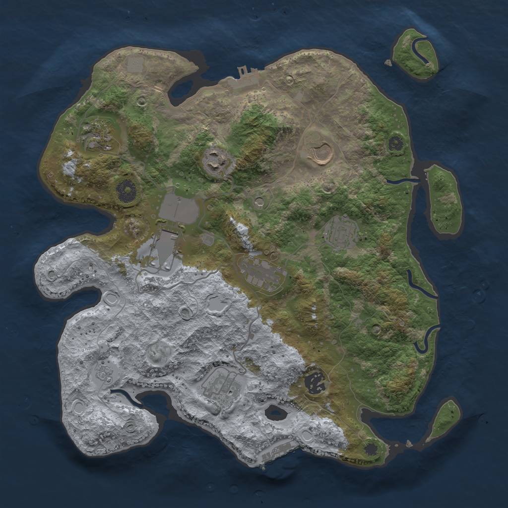 Rust Map: Procedural Map, Size: 3500, Seed: 1051903588, 15 Monuments