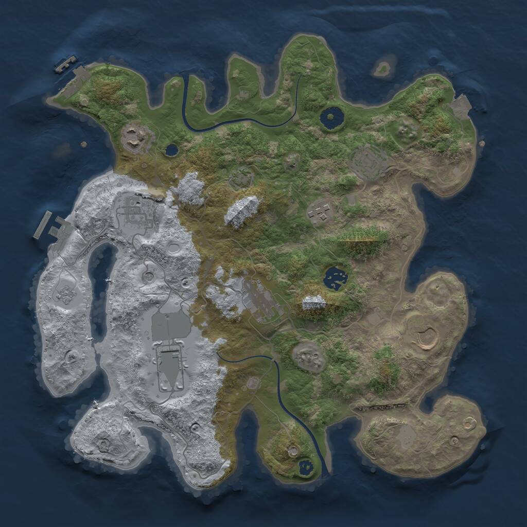 Rust Map: Procedural Map, Size: 3500, Seed: 1819336339, 14 Monuments