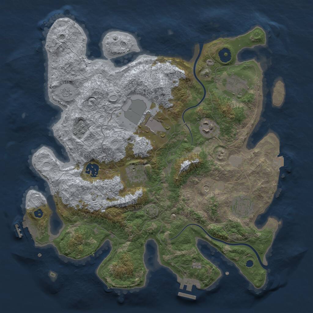 Rust Map: Procedural Map, Size: 3500, Seed: 942055401, 13 Monuments