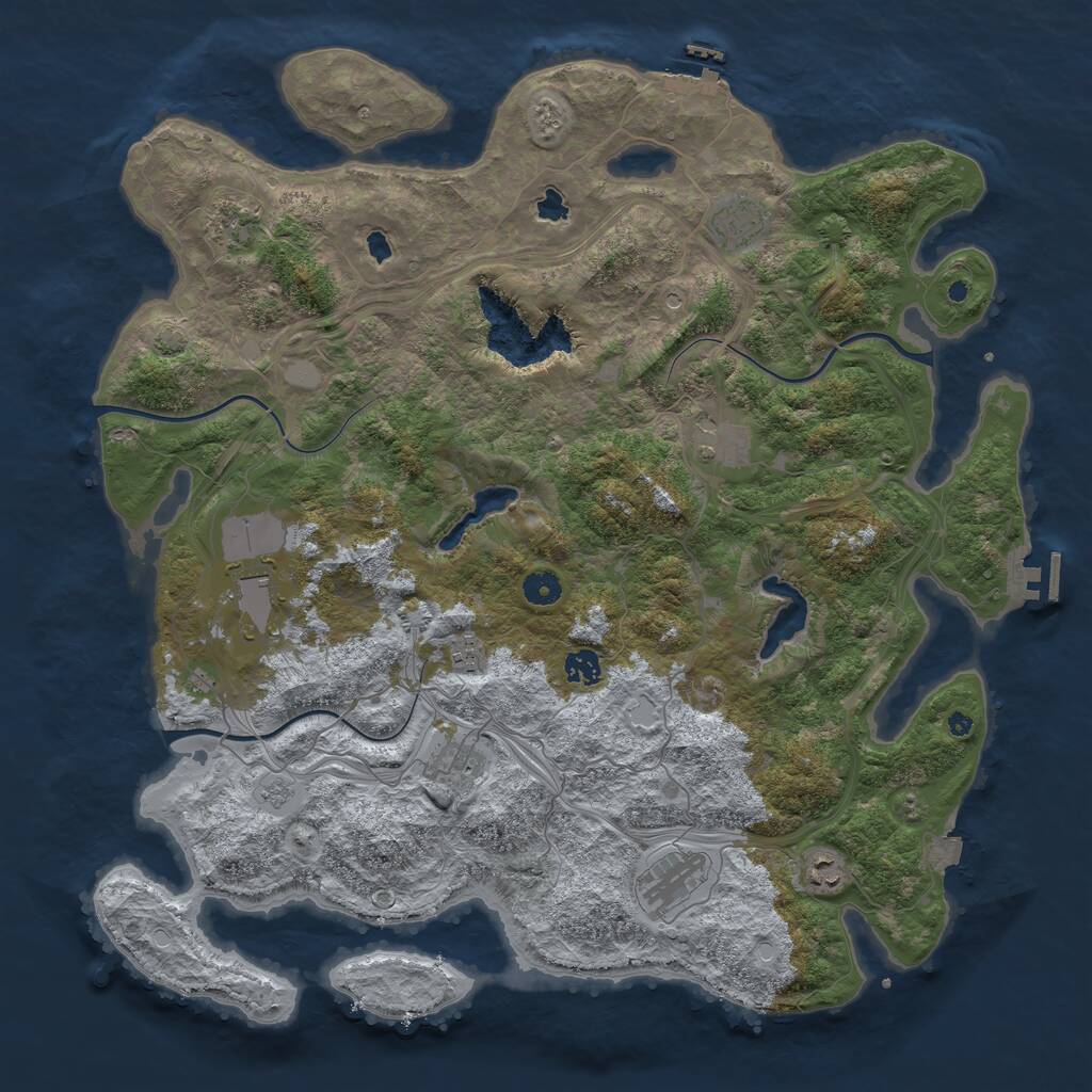 Rust Map: Procedural Map, Size: 4500, Seed: 4747666, 15 Monuments