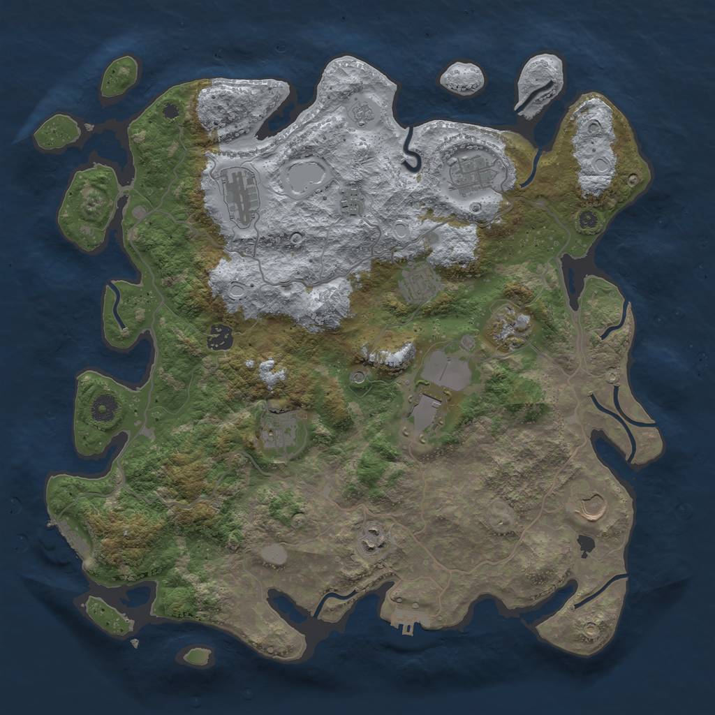 Rust Map: Procedural Map, Size: 4000, Seed: 497312395, 17 Monuments