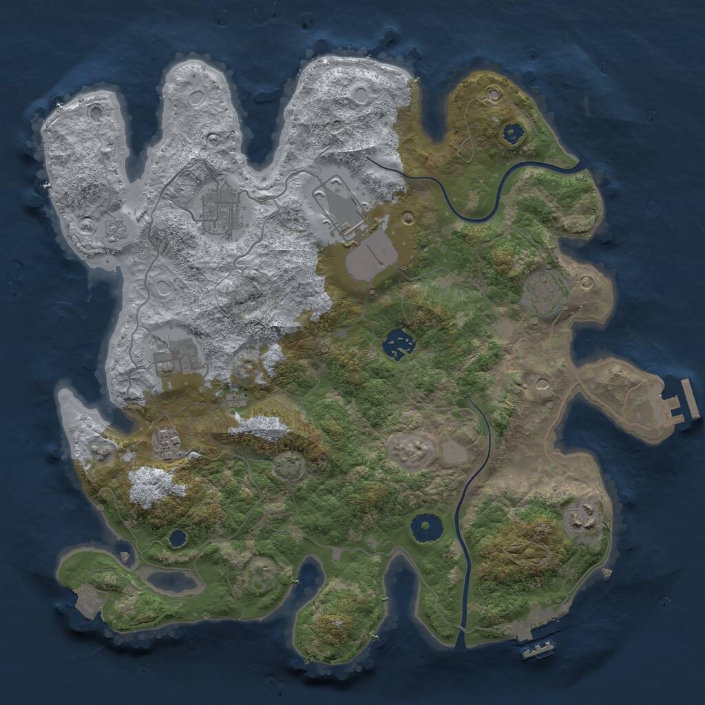 Rust Map: Procedural Map, Size: 3500, Seed: 1800167549, 13 Monuments