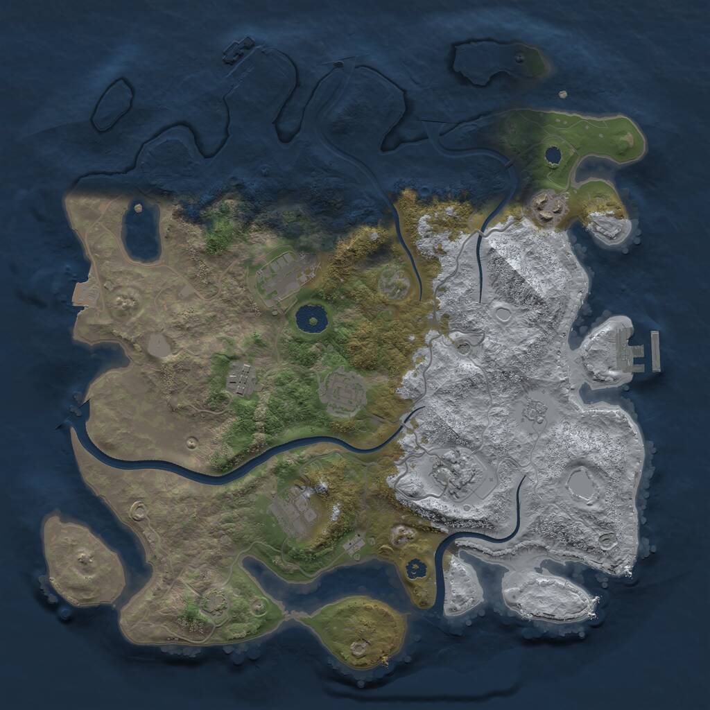 Rust Map: Procedural Map, Size: 3500, Seed: 2099999695, 12 Monuments