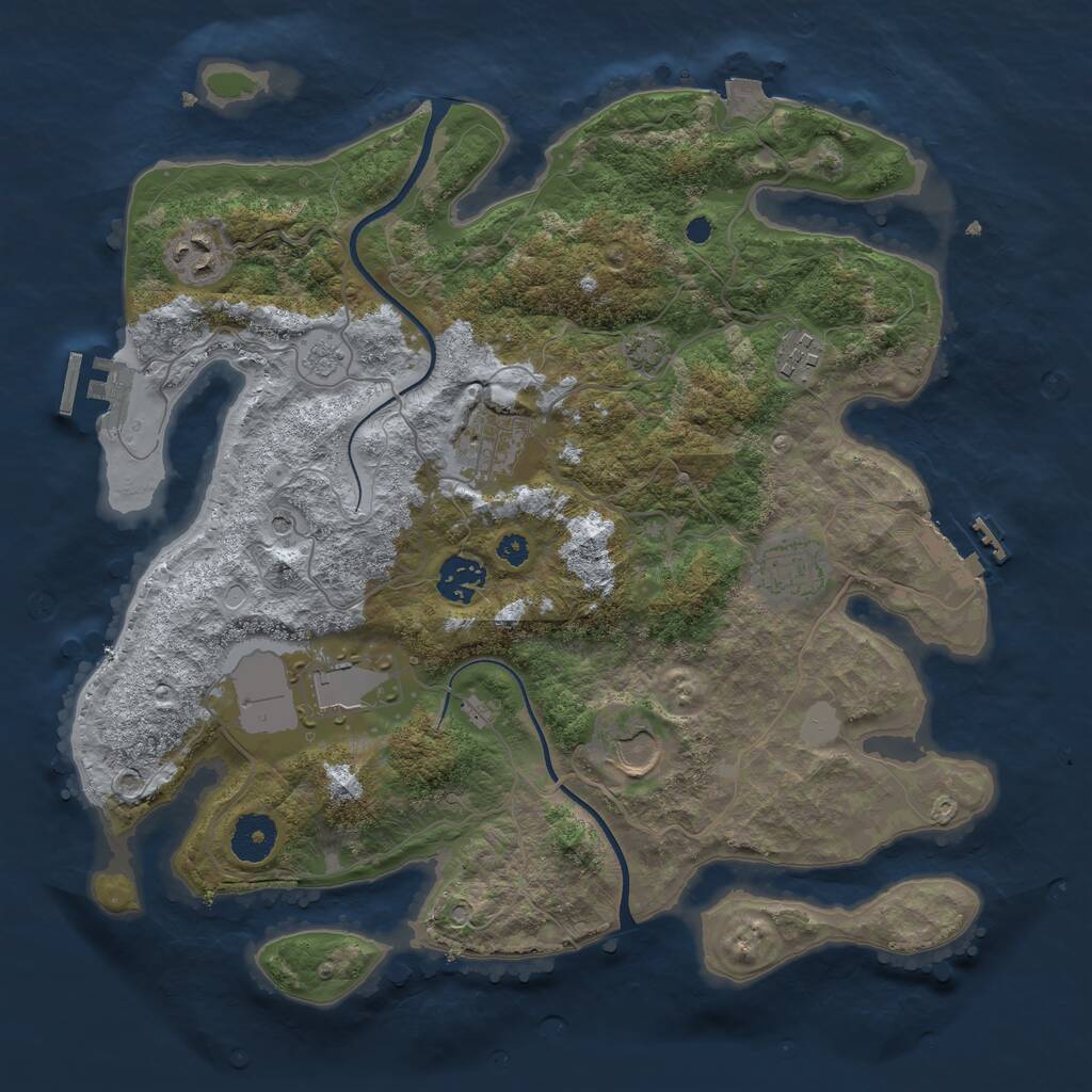 Rust Map: Procedural Map, Size: 3500, Seed: 6302205, 13 Monuments
