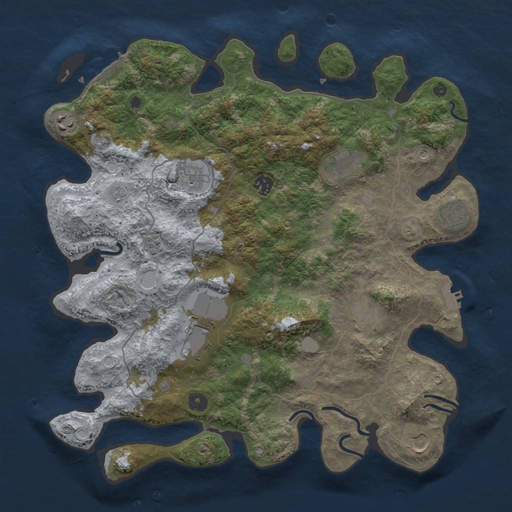Rust Map: Procedural Map, Size: 4000, Seed: 572030602, 16 Monuments