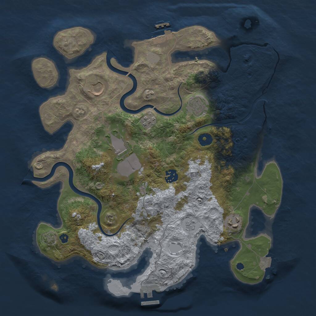 Rust Map: Procedural Map, Size: 3500, Seed: 70206766, 11 Monuments