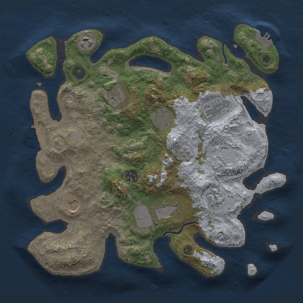 Rust Map: Procedural Map, Size: 3500, Seed: 1012340609, 16 Monuments