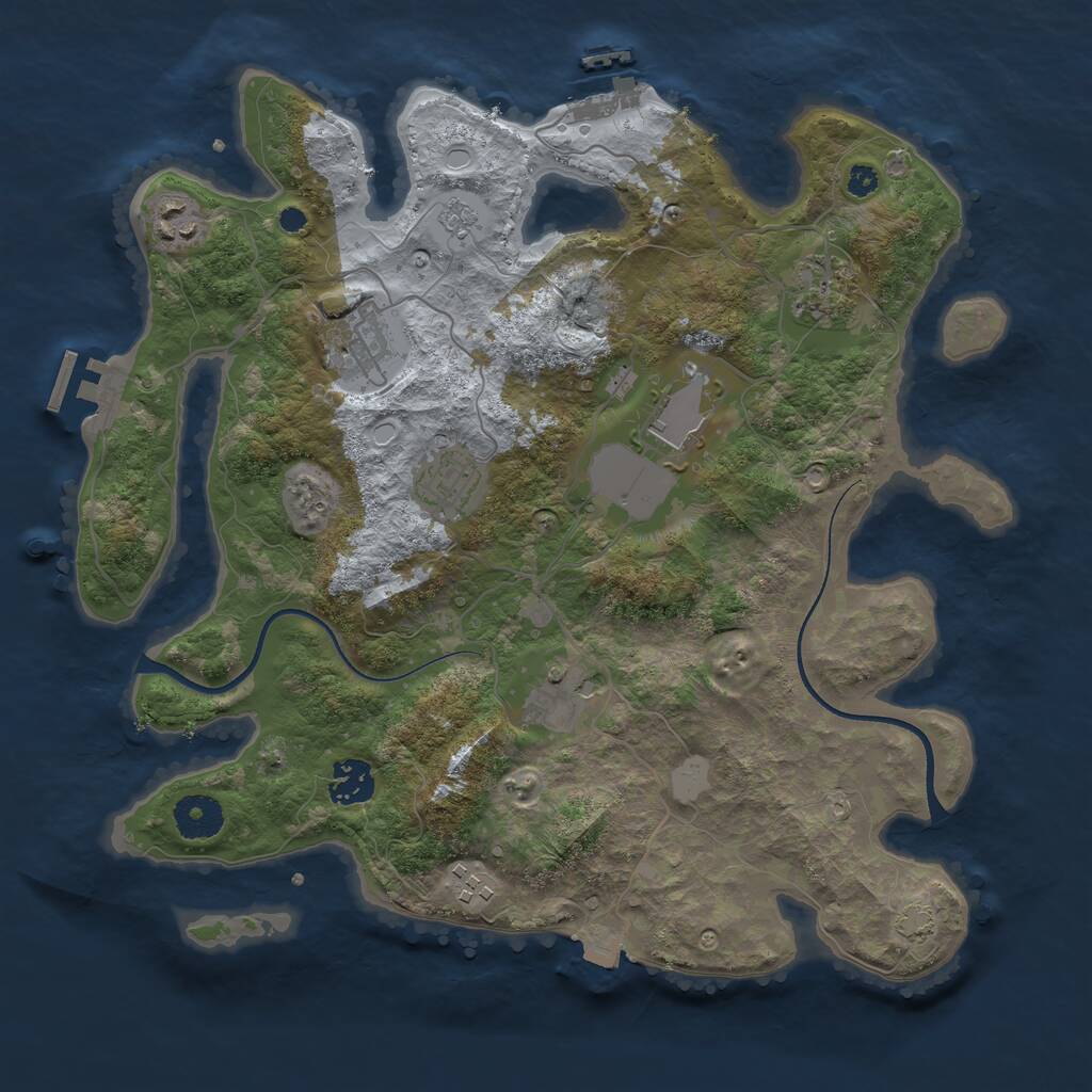 Rust Map: Procedural Map, Size: 3500, Seed: 195245815, 13 Monuments