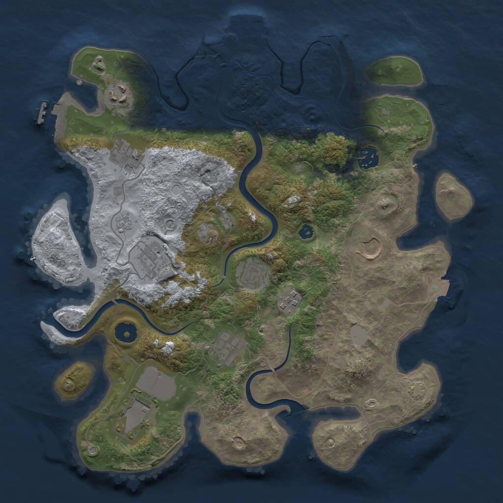 Rust Map: Procedural Map, Size: 3500, Seed: 485717018, 15 Monuments