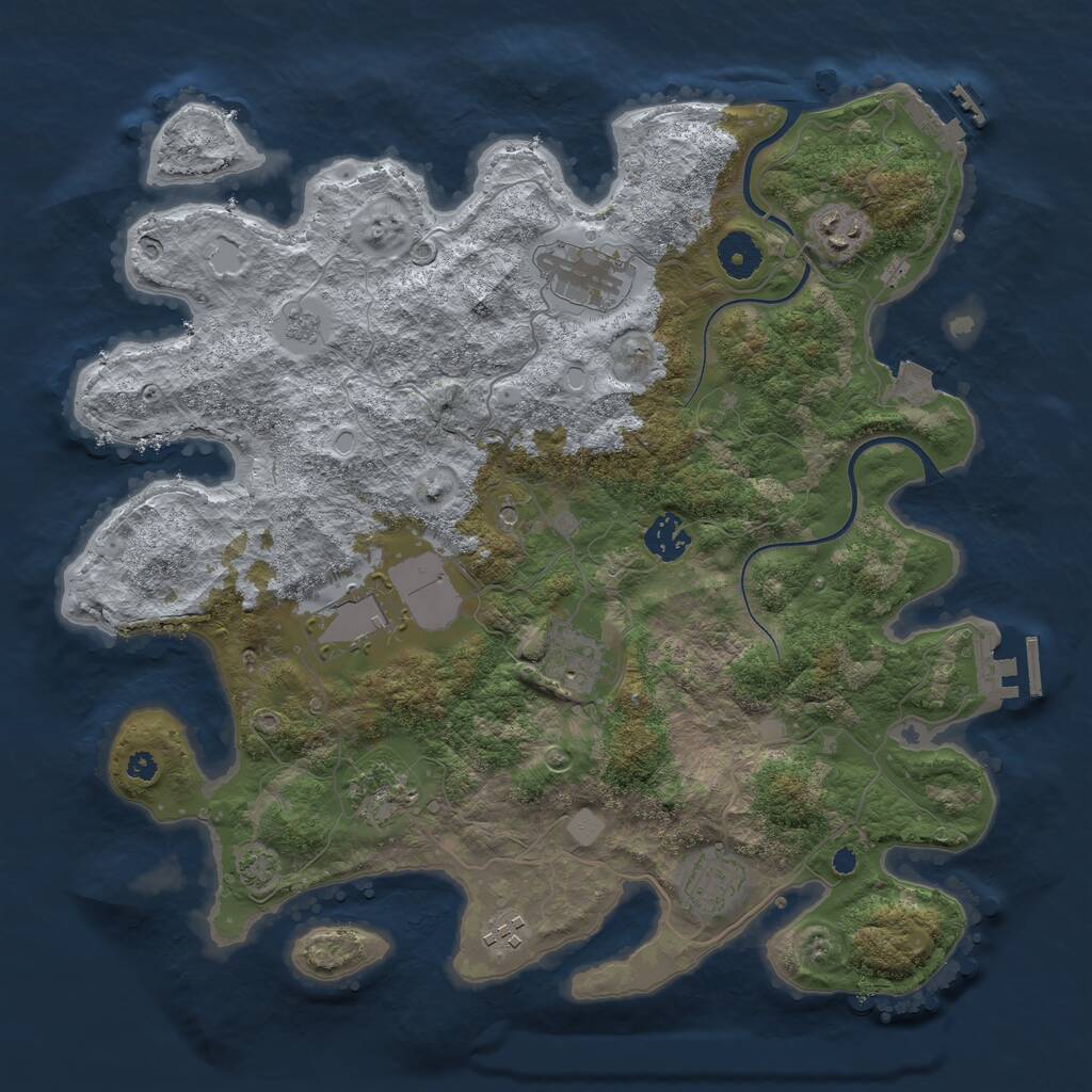 Rust Map: Procedural Map, Size: 3700, Seed: 1438838871, 14 Monuments
