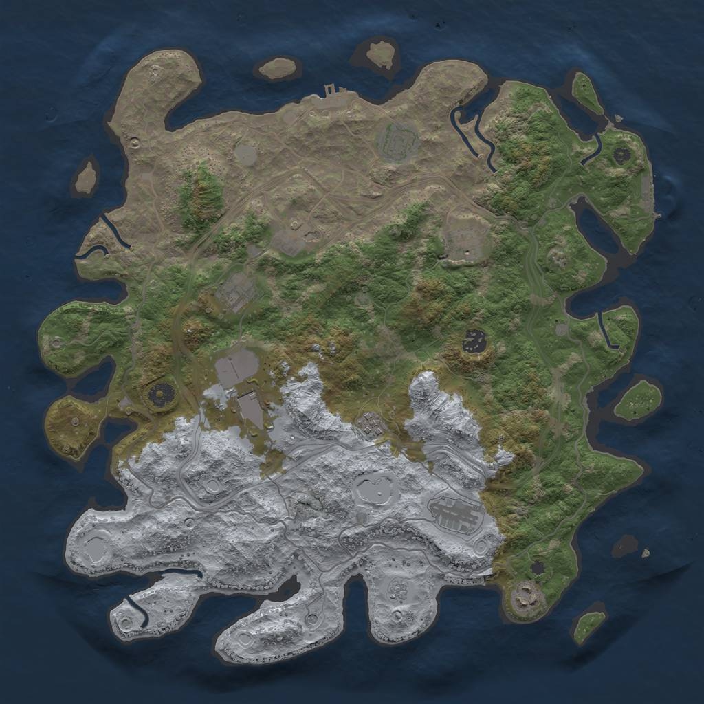Rust Map: Procedural Map, Size: 4250, Seed: 56455, 16 Monuments