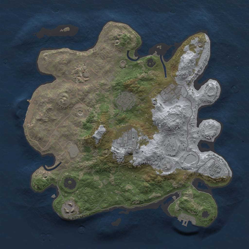 Rust Map: Procedural Map, Size: 3000, Seed: 2131075786, 13 Monuments