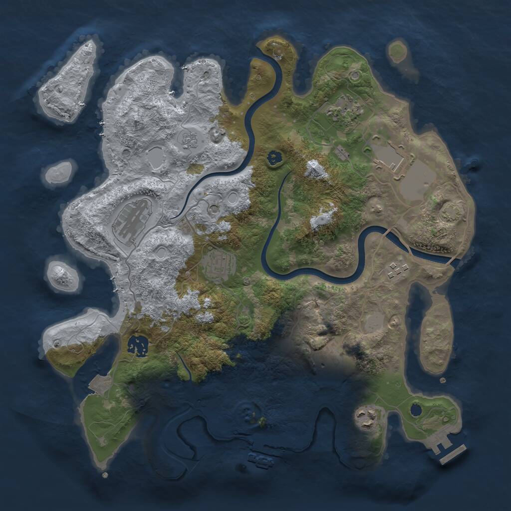 Rust Map: Procedural Map, Size: 3500, Seed: 83371200, 14 Monuments