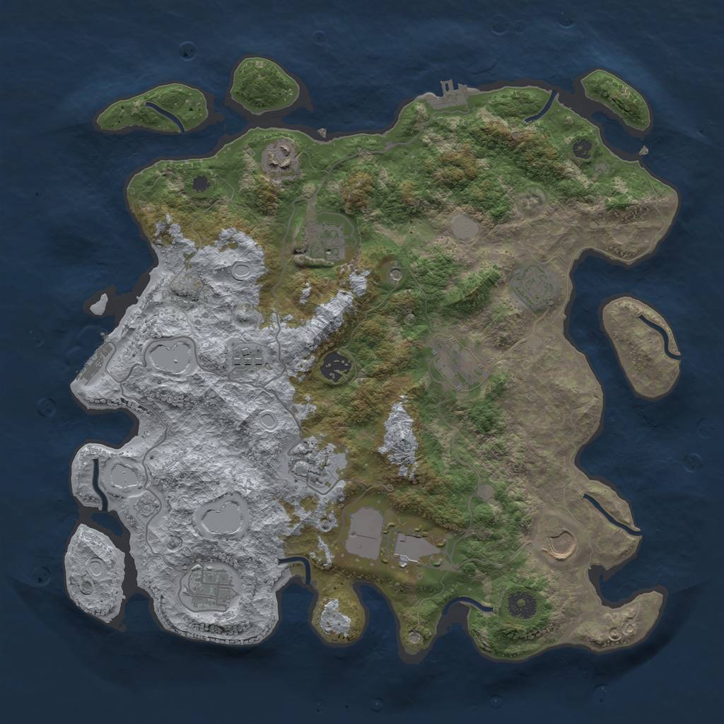 Rust Map: Procedural Map, Size: 3800, Seed: 15332, 17 Monuments