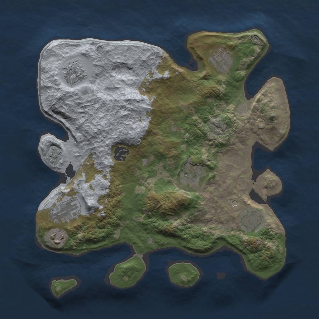Rust Map: Barren, Size: 3200, Seed: 7534567, 11 Monuments