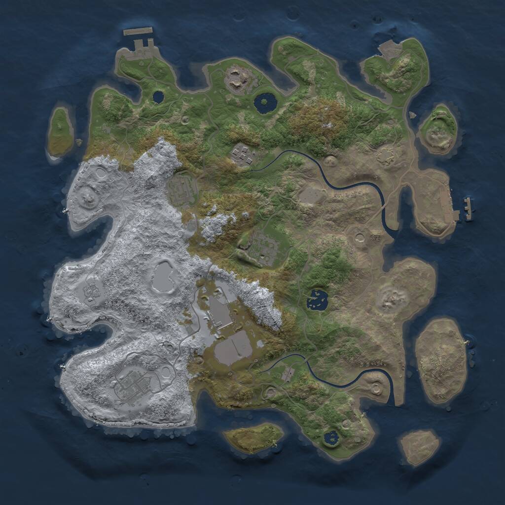 Rust Map: Procedural Map, Size: 3500, Seed: 282037773, 13 Monuments