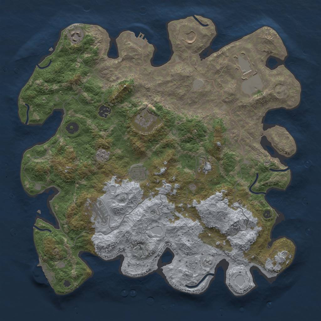 Rust Map: Procedural Map, Size: 4000, Seed: 107219023, 16 Monuments