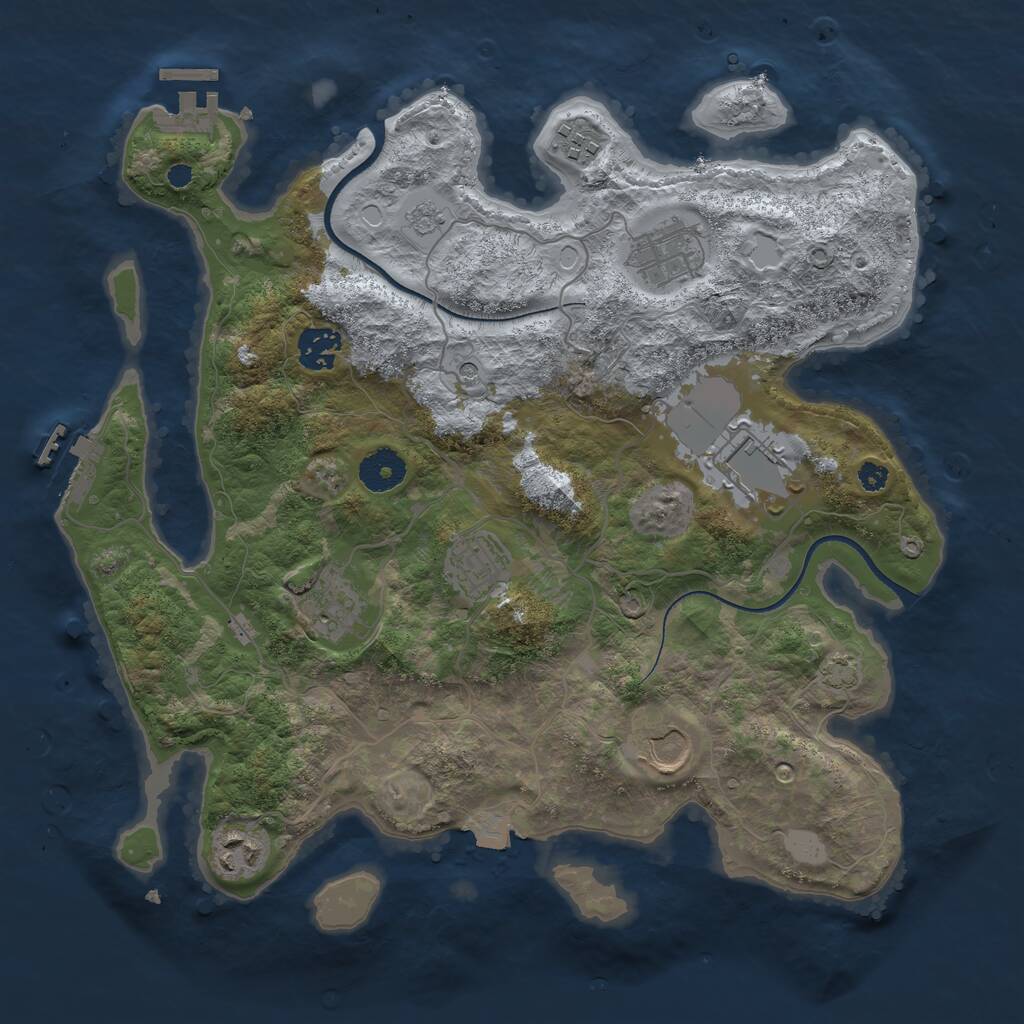 Rust Map: Procedural Map, Size: 3500, Seed: 18915, 14 Monuments