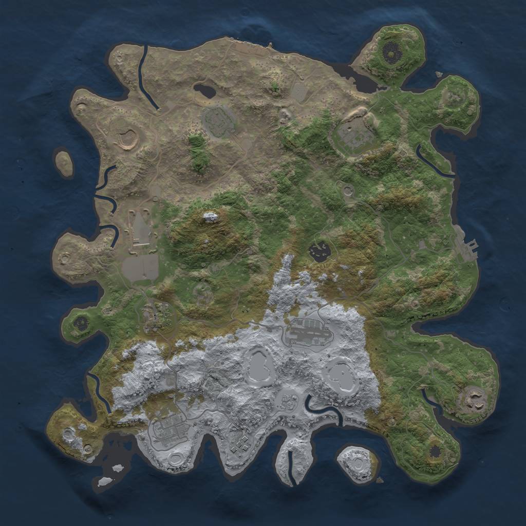 Rust Map: Procedural Map, Size: 3800, Seed: 929983, 17 Monuments
