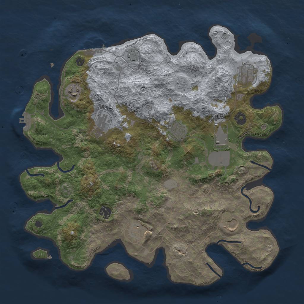 Rust Map: Procedural Map, Size: 3700, Seed: 948789, 16 Monuments