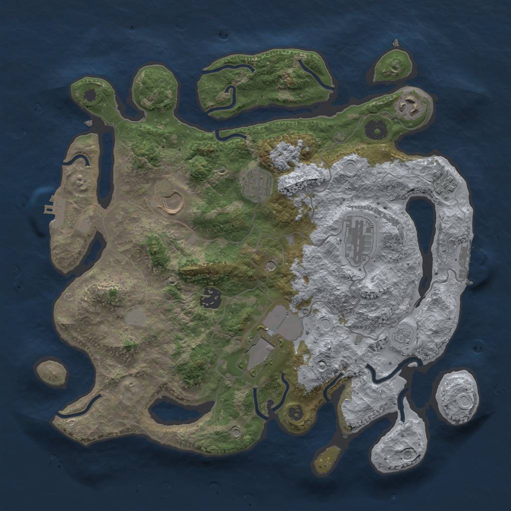 Rust Map: Procedural Map, Size: 3500, Seed: 936965, 14 Monuments
