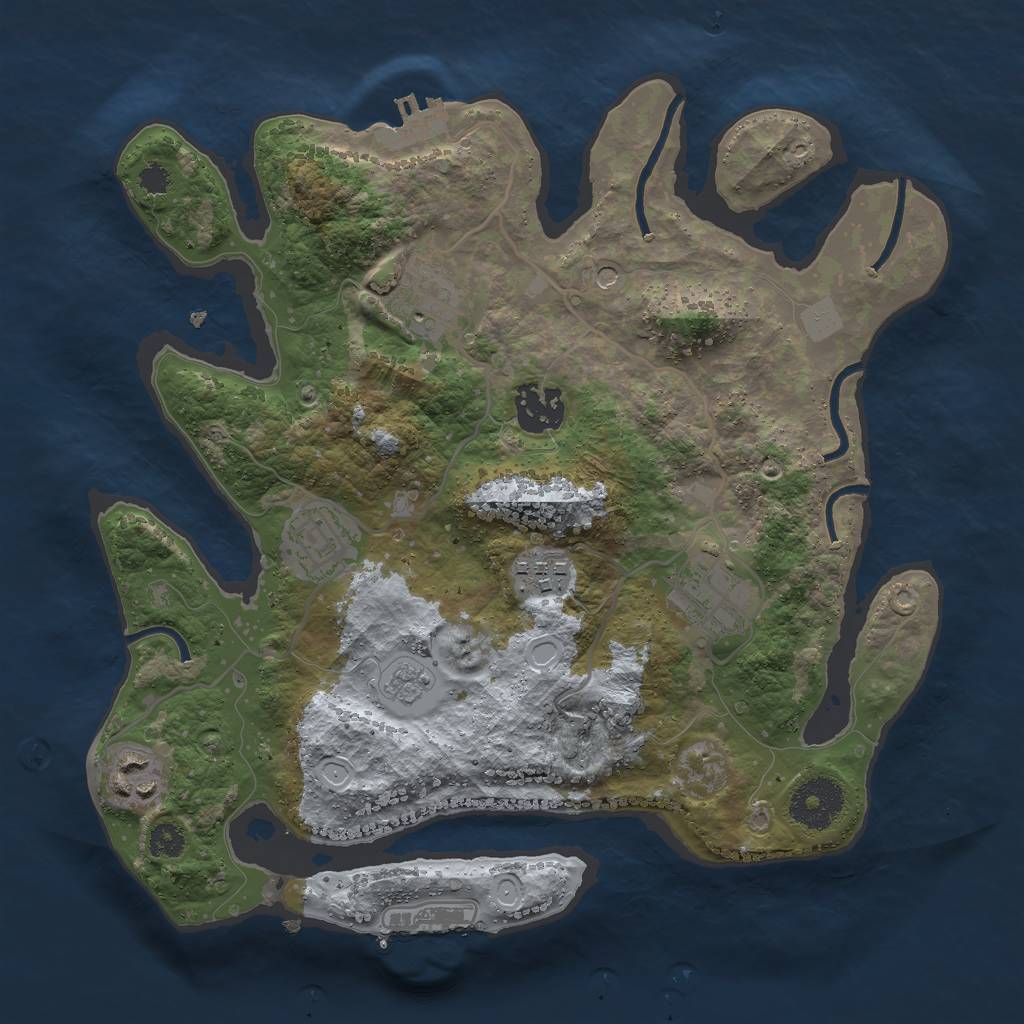 Rust Map: Procedural Map, Size: 3000, Seed: 1550073419, 13 Monuments