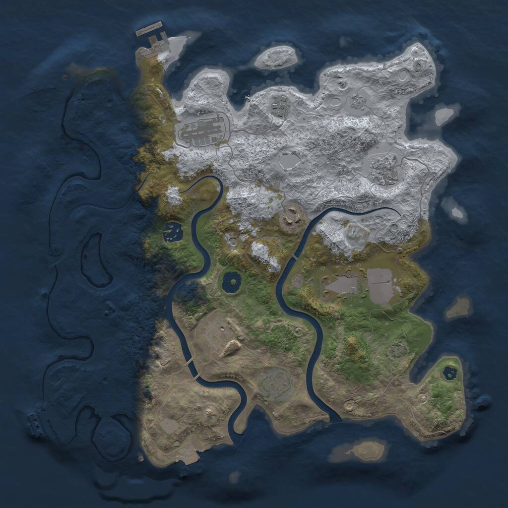Rust Map: Procedural Map, Size: 3700, Seed: 687338, 14 Monuments