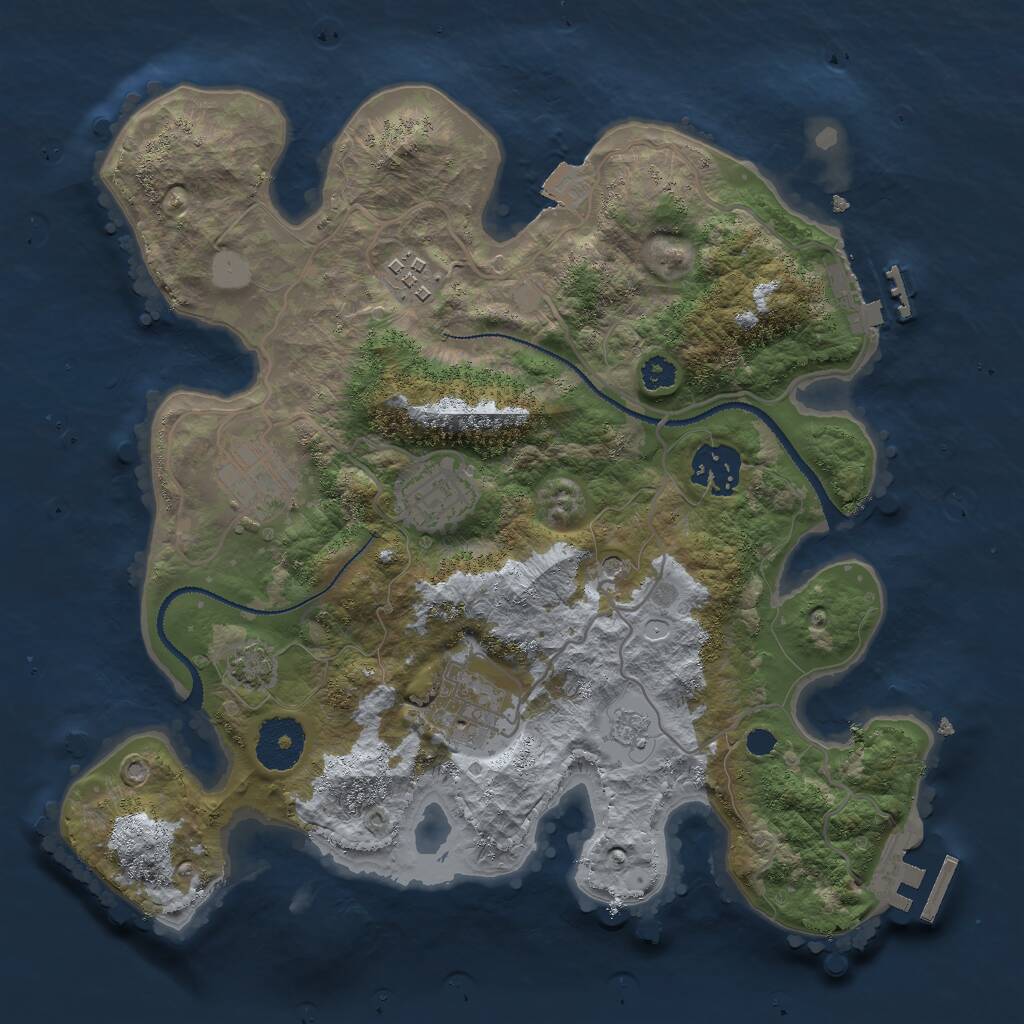 Rust Map: Procedural Map, Size: 3000, Seed: 43256, 11 Monuments