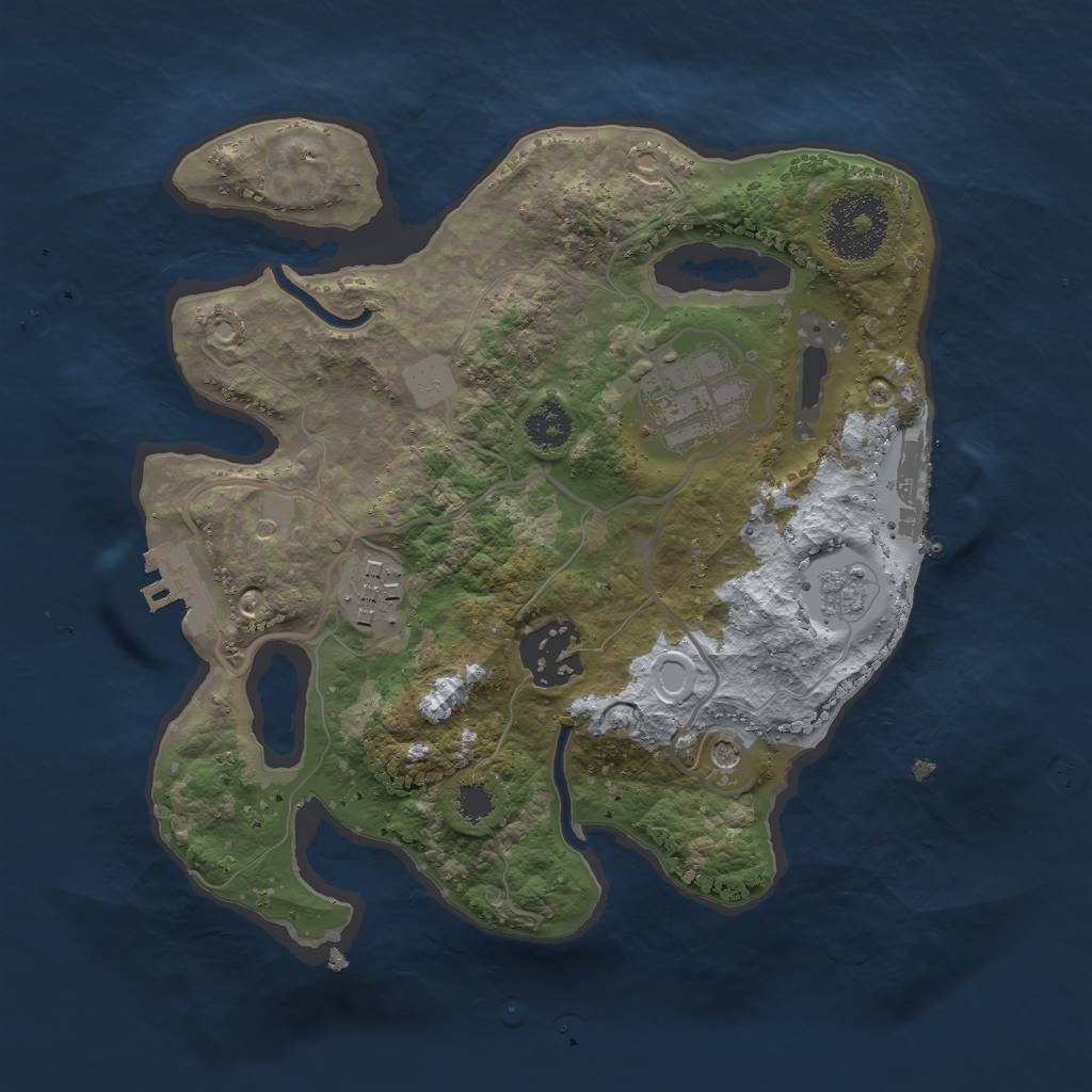 Rust Map: Procedural Map, Size: 2500, Seed: 864625915, 10 Monuments