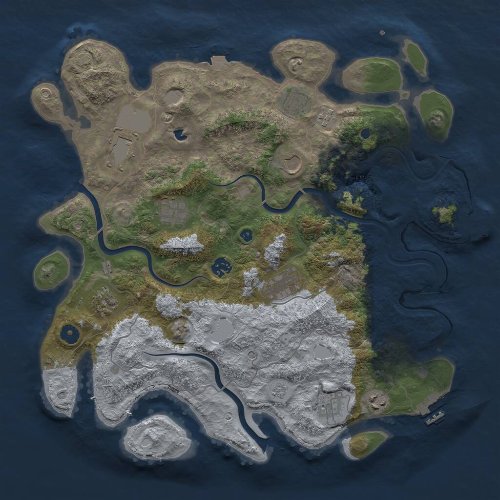 Rust Map: Procedural Map, Size: 4000, Seed: 69768120, 16 Monuments