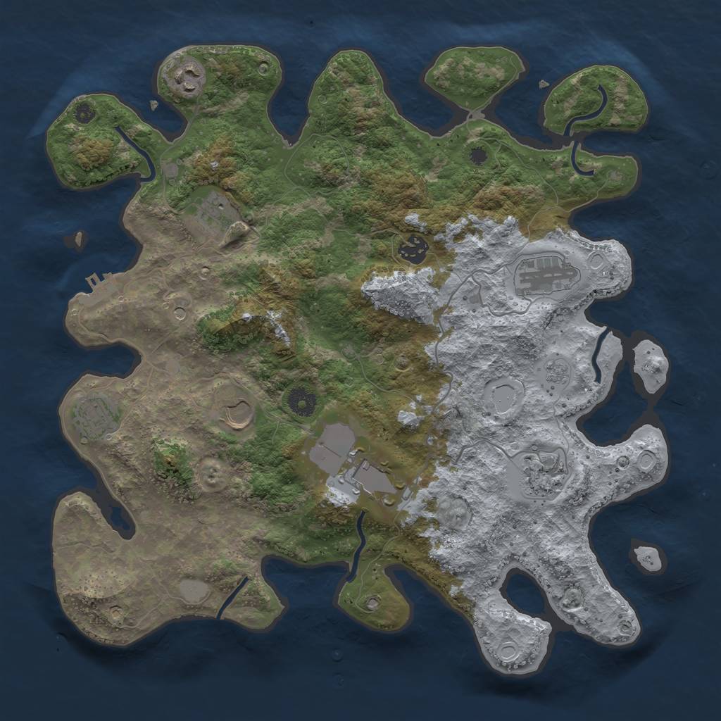 Rust Map: Procedural Map, Size: 3750, Seed: 919361, 14 Monuments