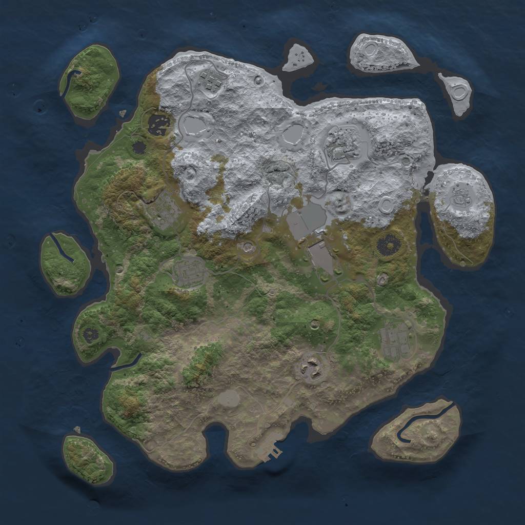 Rust Map: Procedural Map, Size: 3500, Seed: 559407, 14 Monuments