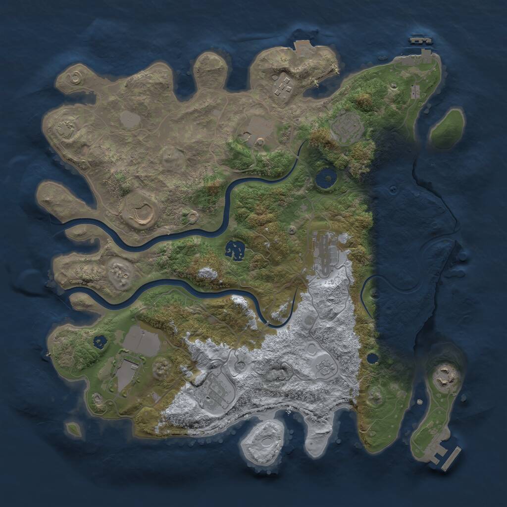Rust Map: Procedural Map, Size: 3700, Seed: 484889, 15 Monuments