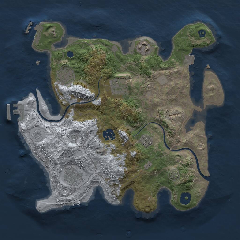 Rust Map: Procedural Map, Size: 3000, Seed: 1064689664, 12 Monuments