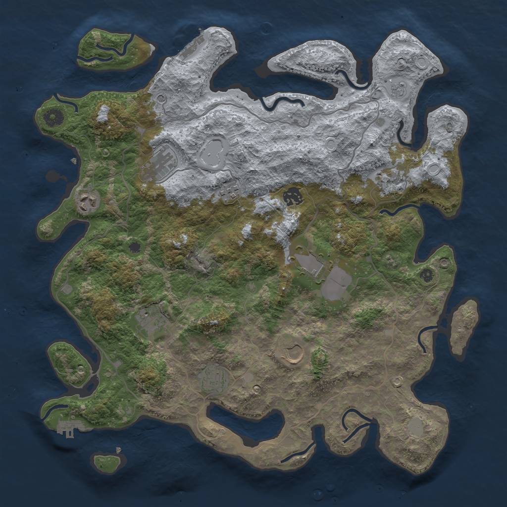 Rust Map: Procedural Map, Size: 4000, Seed: 816824, 16 Monuments