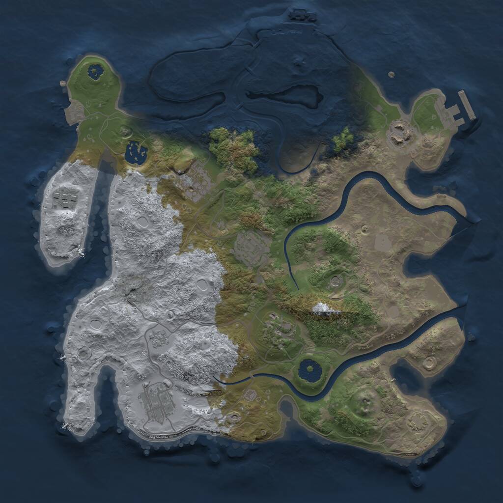 Rust Map: Procedural Map, Size: 3250, Seed: 1640939834, 13 Monuments