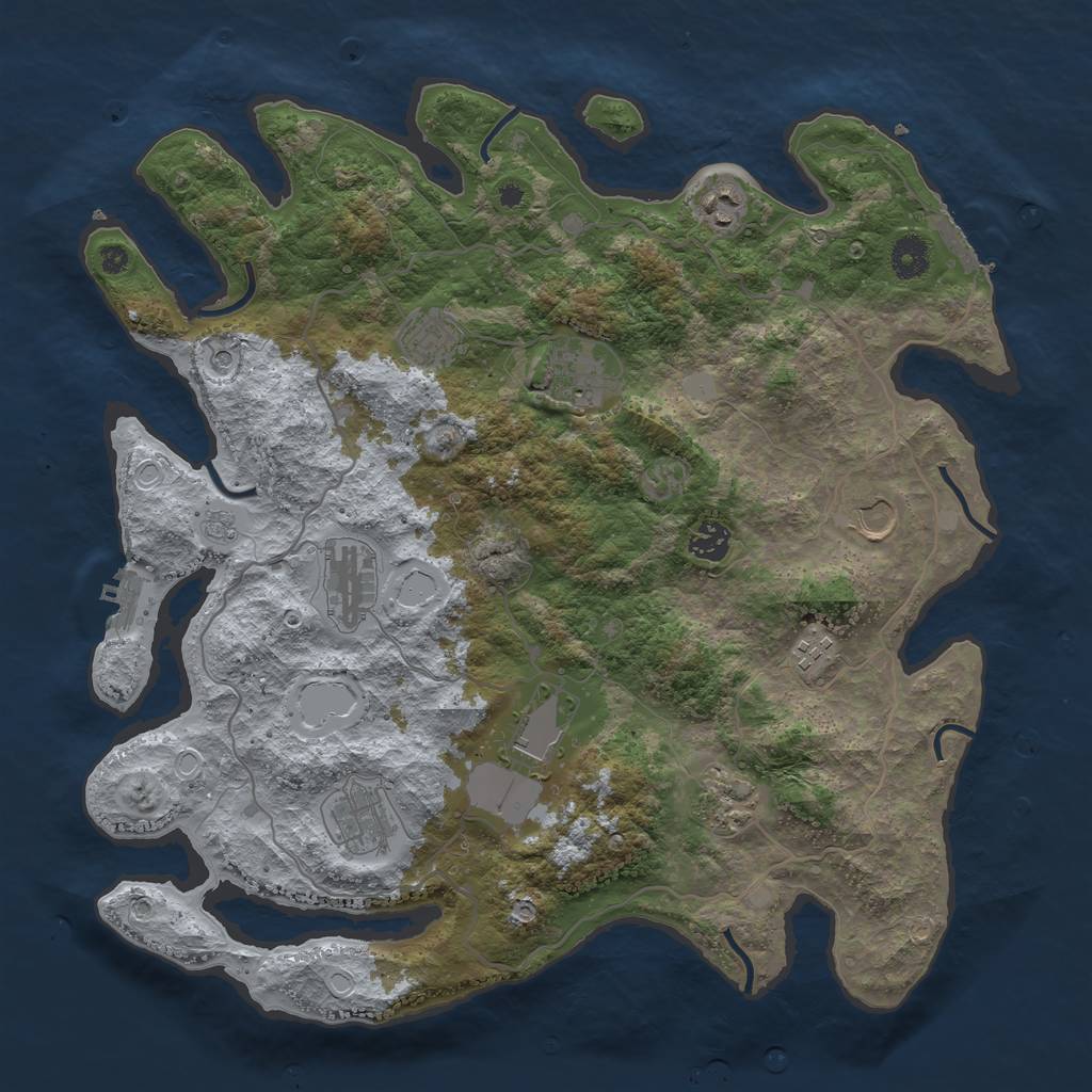 Rust Map: Procedural Map, Size: 4000, Seed: 1844553414, 17 Monuments