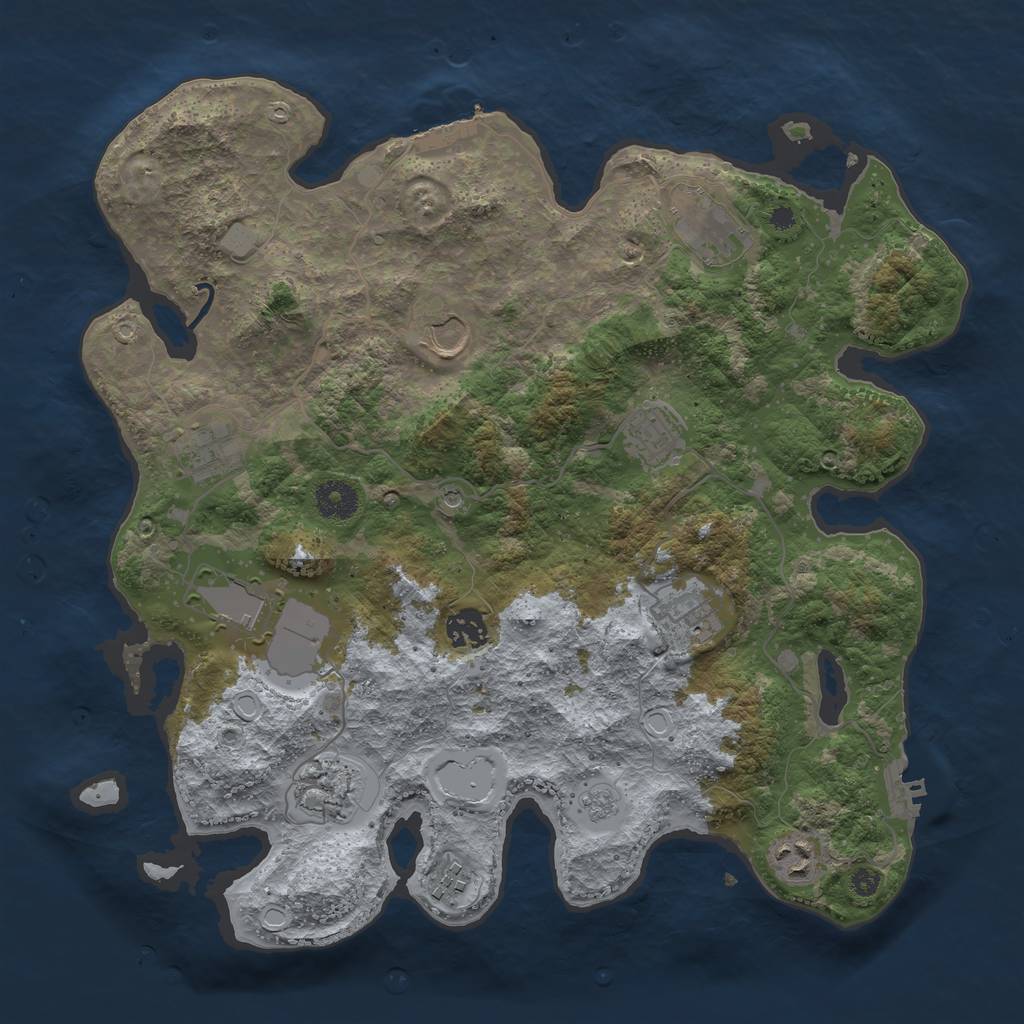 Rust Map: Procedural Map, Size: 3700, Seed: 434696, 17 Monuments