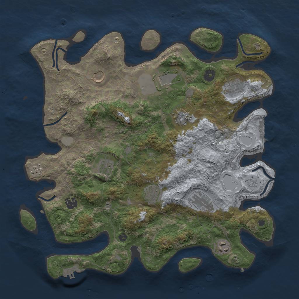 Rust Map: Procedural Map, Size: 3750, Seed: 732342347, 17 Monuments