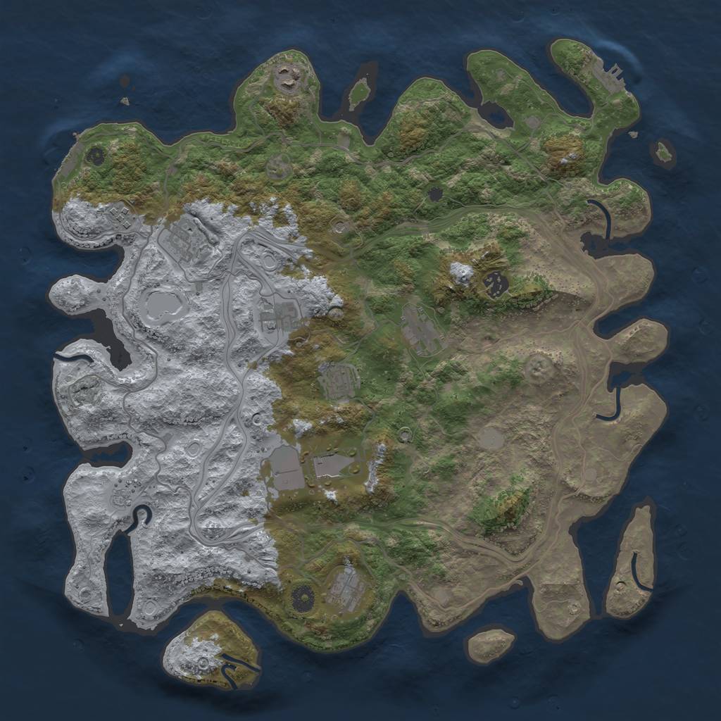 Rust Map: Procedural Map, Size: 4250, Seed: 735465, 16 Monuments