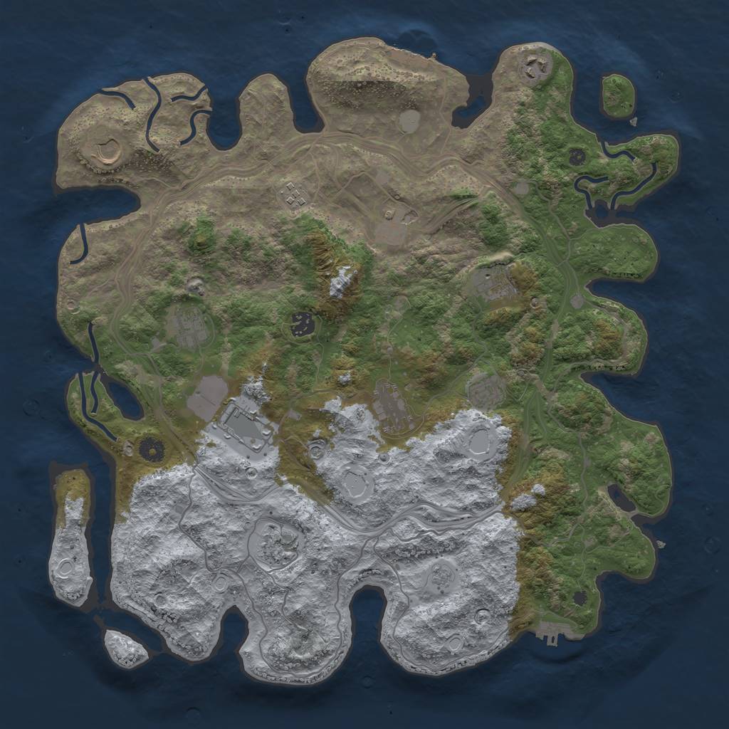 Rust Map: Procedural Map, Size: 4300, Seed: 68859697, 18 Monuments