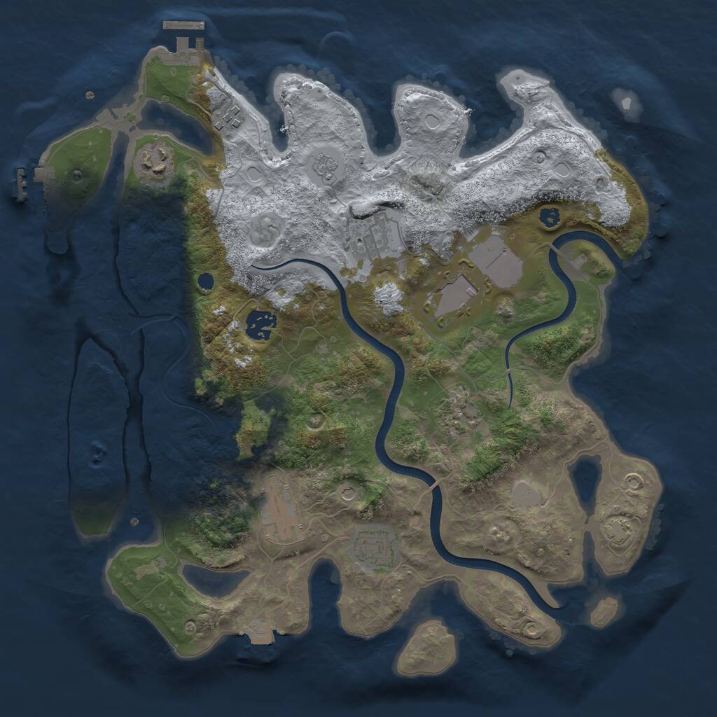 Rust Map: Procedural Map, Size: 3500, Seed: 1292237985, 14 Monuments