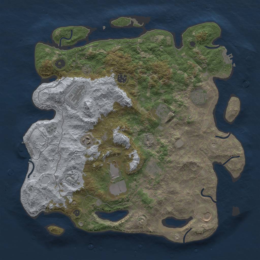 Rust Map: Procedural Map, Size: 4000, Seed: 650791036, 17 Monuments