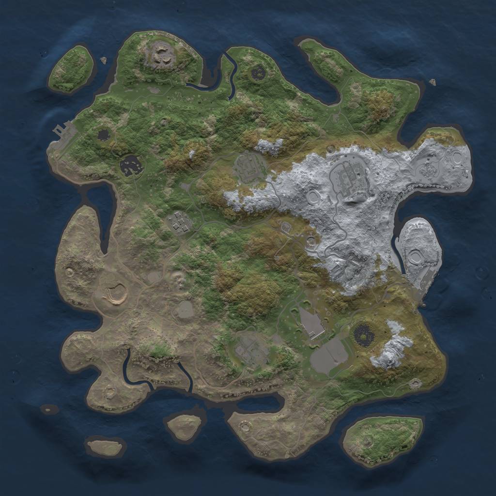 Rust Map: Procedural Map, Size: 3500, Seed: 93458337, 15 Monuments