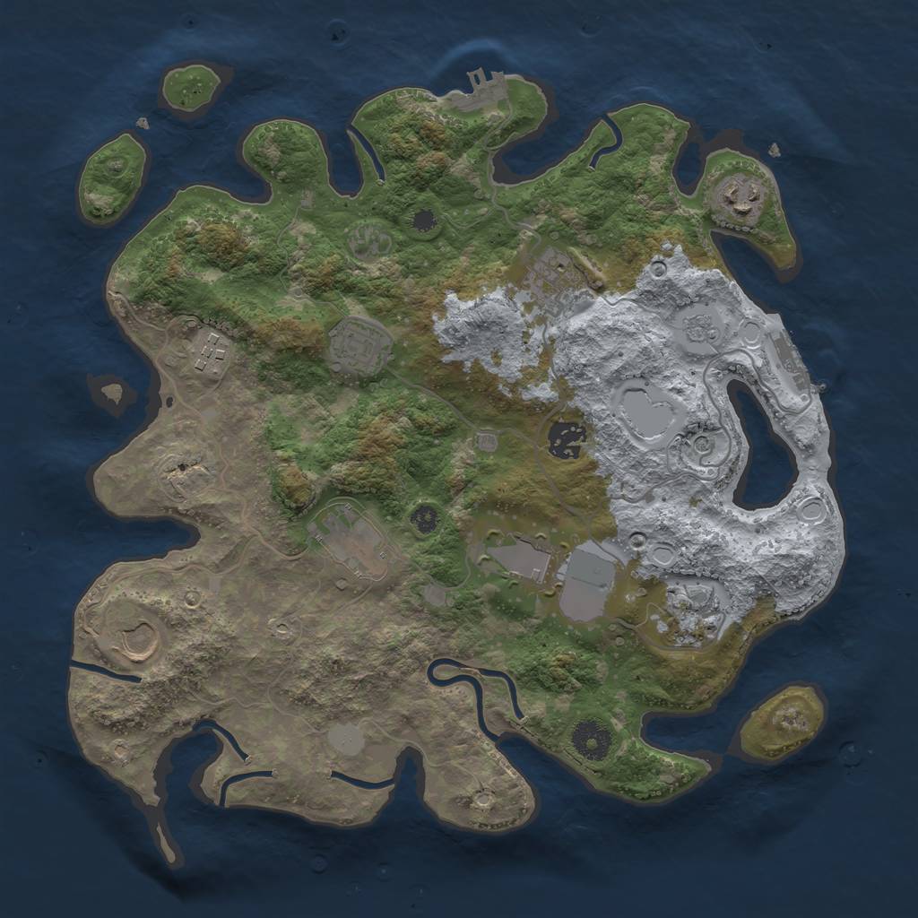 Rust Map: Procedural Map, Size: 3500, Seed: 504968322, 16 Monuments