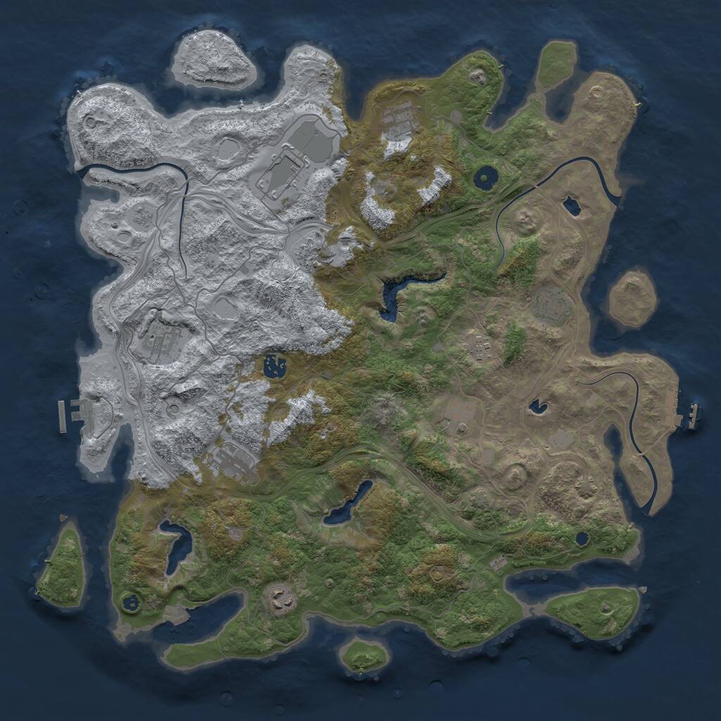 Rust Map: Procedural Map, Size: 4500, Seed: 20223, 16 Monuments