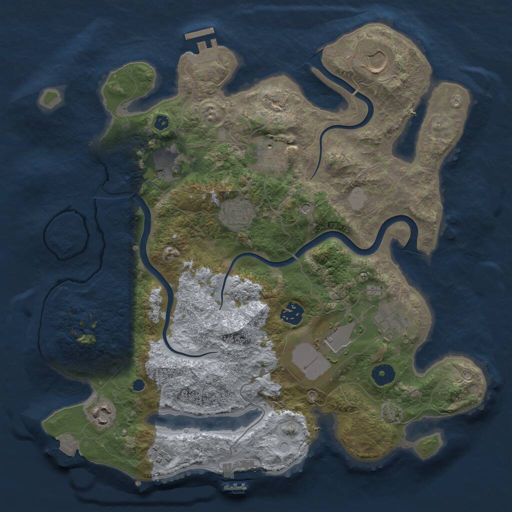 Rust Map: Procedural Map, Size: 3500, Seed: 322723226, 14 Monuments