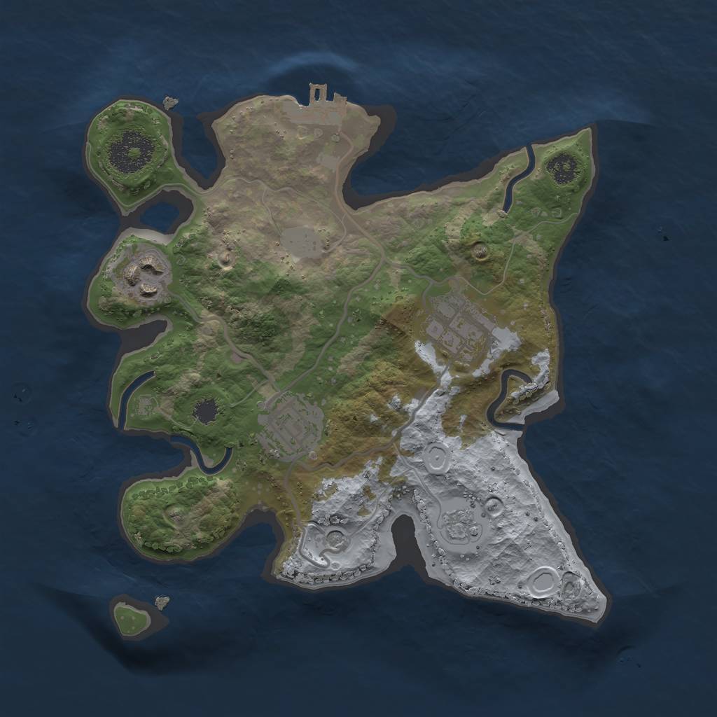 Rust Map: Procedural Map, Size: 2500, Seed: 1849048159, 9 Monuments